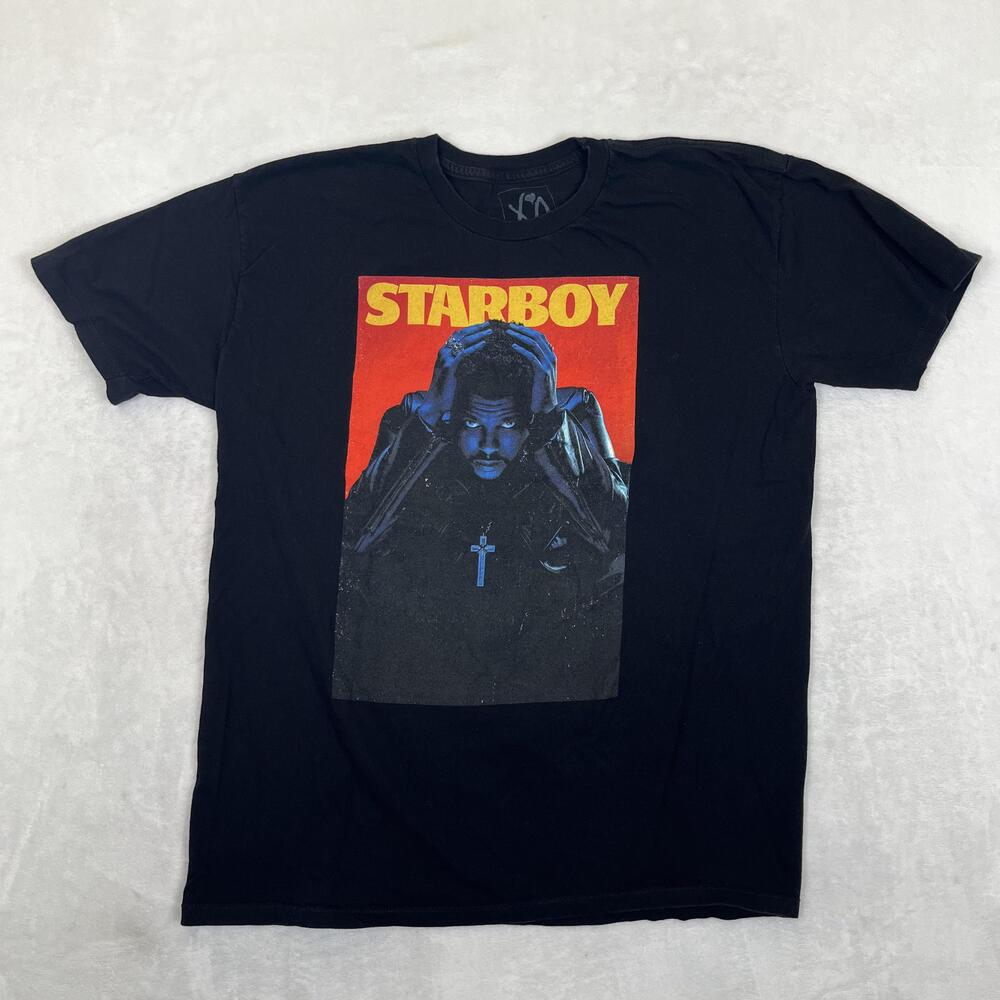 The Weeknd XO Starboy T-Shirt Mens Large Black Album Cover Graphic Music Merch